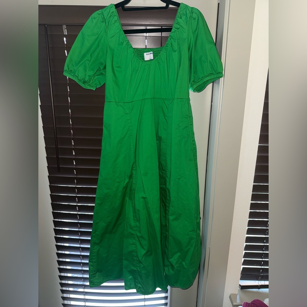 Old Navy Bright Green Gathered Dress